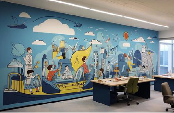 江山办公室墙绘的特点。